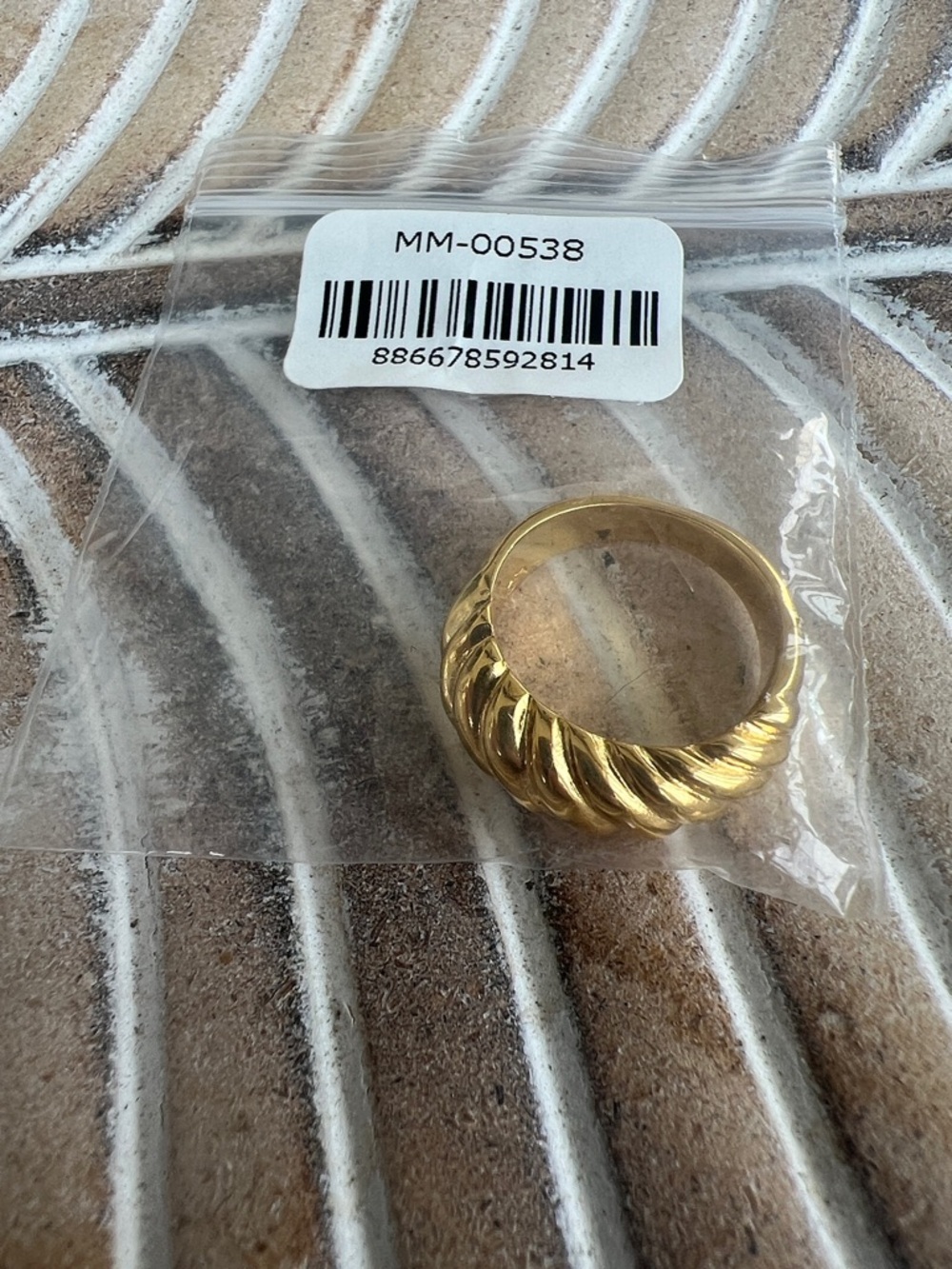 Mayamar 24 Karat Heavy Gold Dipped Croissant Ring Size 6 NEW MSRP $64